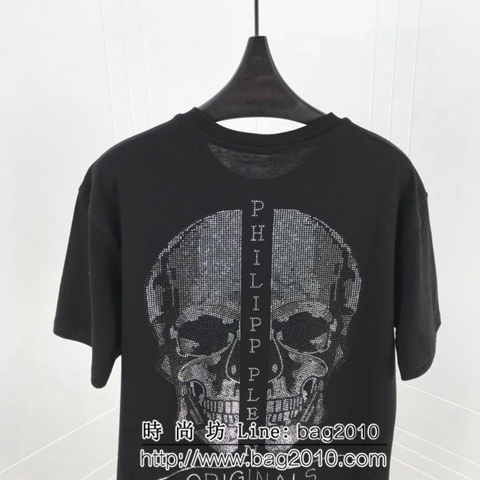 PP19ss早春新款短袖 後背骷髏燙鑽營造立體感 採用絲光面料 高版本男女同款 ydi2122